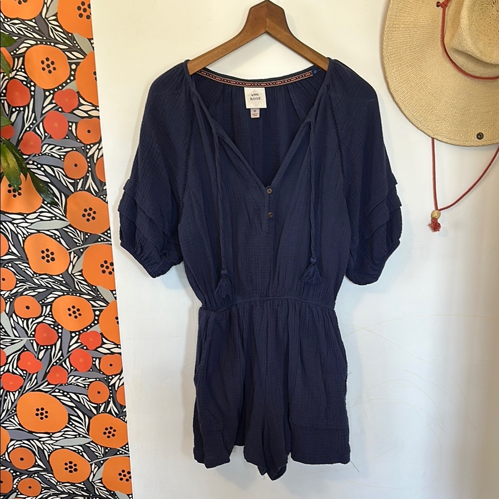 Knox Rose Navy Romper with pockets!